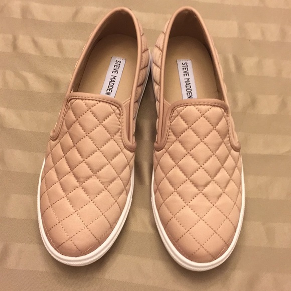 pink quilted slip on shoes
